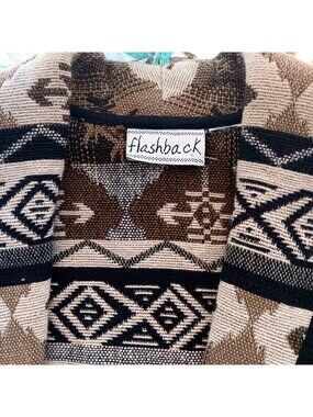 Vintage Southwestern Jacket Large 1990s Flashback Cardigan Tan Geometric Aztec